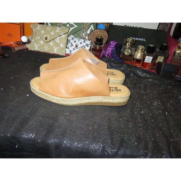 Chelsea + Crew Black Label Mel Tan Leather espadrille slide mules 38 or US 8 - Picture 1 of 12